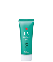 リスブラン化粧品のUVプロテクトジェルは、SPF50+ PA++++。白くならないウォータープルーフタイプで、紫外線や乾燥から長時間、肌を守ります。