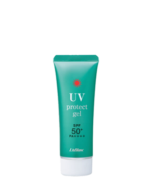 リスブラン化粧品のUVプロテクトジェルは、SPF50+ PA++++。白くならないウォータープルーフタイプで、紫外線や乾燥から長時間、肌を守ります。